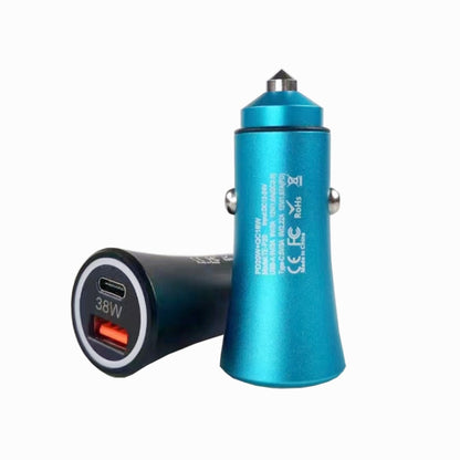 P20 38W PD3.0 20W + QC3.0 USB Safety Hammer Car Charger(Blue) - Car Charger by PMC Jewellery | Online Shopping South Africa | PMC Jewellery