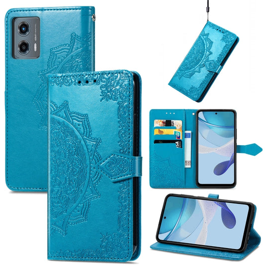 For Motorola Moto G 5G 2023 Mandala Flower Embossed Leather Phone Case(Blue) - Motorola Cases by PMC Jewellery | Online Shopping South Africa | PMC Jewellery