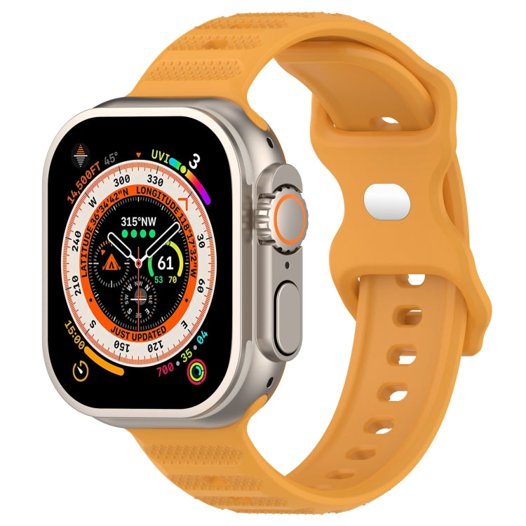 For Apple Watch 8 45mm Reverse Buckle Dot Texture Silicone Watch Band(Yellow) - Watch Bands by PMC TechLife | Online Shopping South Africa | PMC TechLife