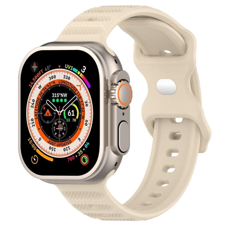 For Apple Watch 5 44mm Reverse Buckle Dot Texture Silicone Watch Band(Khaki) - Watch Bands by PMC Jewellery | Online Shopping South Africa | PMC Jewellery