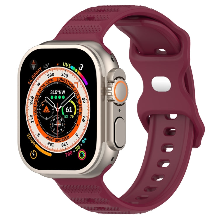 For Apple Watch 42mm Reverse Buckle Dot Texture Silicone Watch Band(Wine Red) - Watch Bands by PMC TechLife | Online Shopping South Africa | PMC TechLife