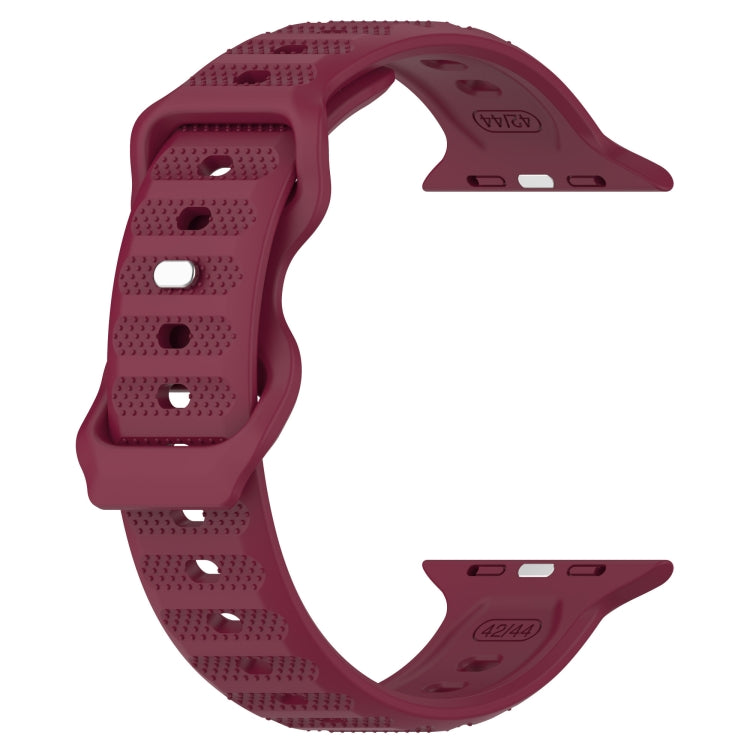 For Apple Watch 42mm Reverse Buckle Dot Texture Silicone Watch Band(Wine Red) - Watch Bands by PMC TechLife | Online Shopping South Africa | PMC TechLife