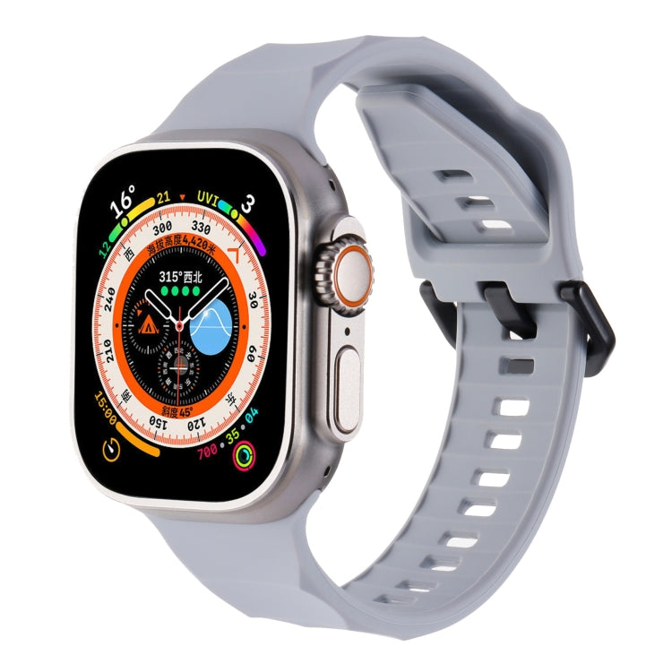 For Apple Watch 3 42mm Ripple Silicone Sports Watch Band(Light Grey) - Watch Bands by PMC Jewellery | Online Shopping South Africa | PMC Jewellery