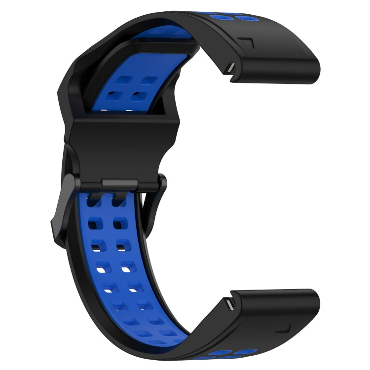 For Garmin Instinct Crossover 22mm Two-Color Reverse Buckle Silicone Watch Band(Black+Blue) - Watch Bands by PMC Jewellery | Online Shopping South Africa | PMC Jewellery