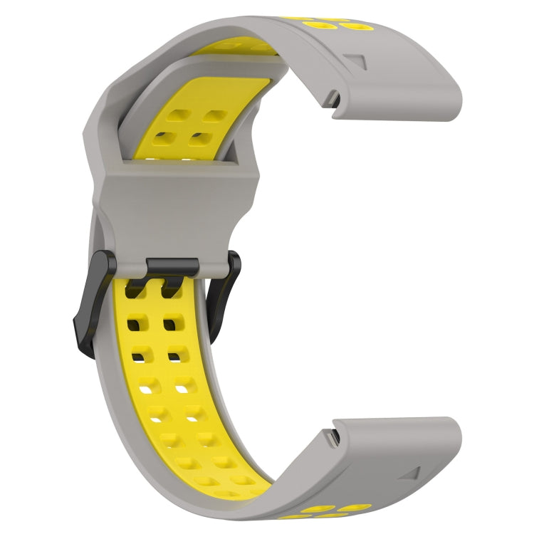 For Garmin Epix Gen 2 22mm Two-Color Reverse Buckle Silicone Watch Band(Grey+Yellow) - Watch Bands by PMC Jewellery | Online Shopping South Africa | PMC Jewellery