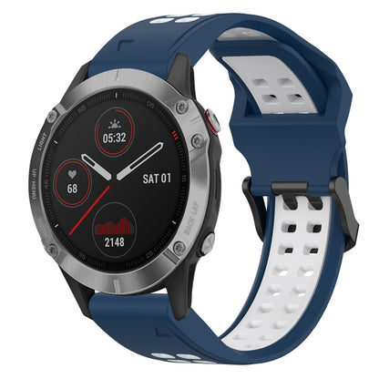 For Garmin Fenix 6 22mm Two-Color Reverse Buckle Silicone Watch Band(Blue+White) - Watch Bands by PMC Jewellery | Online Shopping South Africa | PMC Jewellery