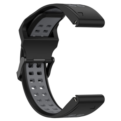 For Garmin Fenix 5 22mm Two-Color Reverse Buckle Silicone Watch Band(Black+Grey) - Watch Bands by PMC Jewellery | Online Shopping South Africa | PMC Jewellery