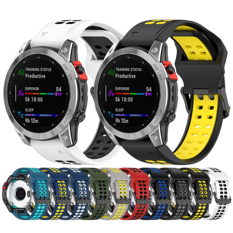 For Garmin Fenix 6 Pro 22mm Two-Color Reverse Buckle Silicone Watch Band(Grey+Yellow) - Watch Bands by PMC Jewellery | Online Shopping South Africa | PMC Jewellery