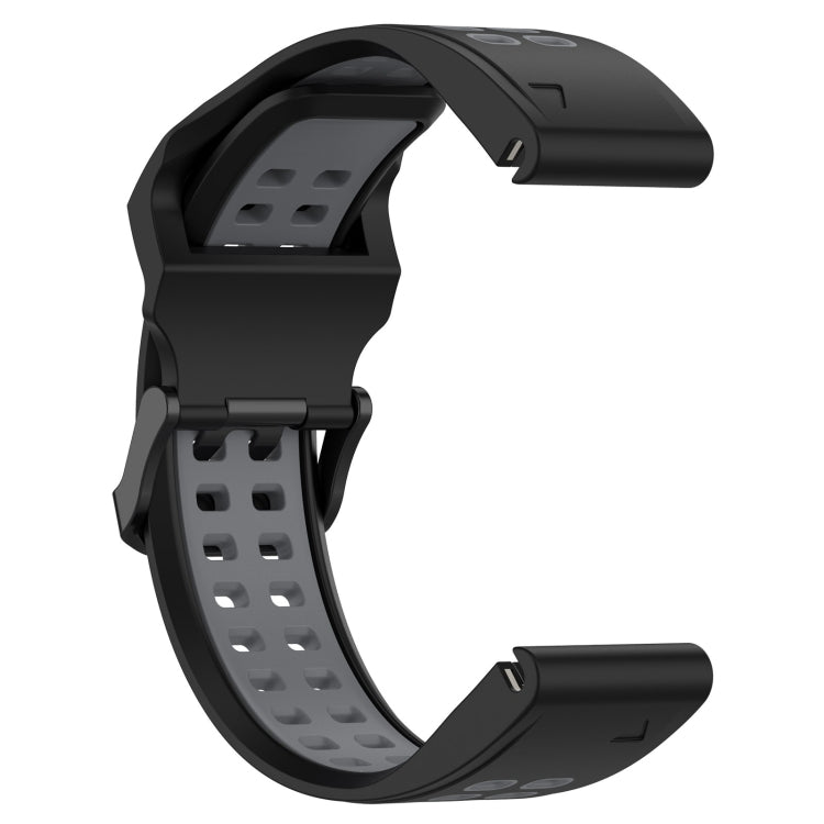 For Garmin Epix Pro 51mm 26mm Two-Color Reverse Buckle Silicone Watch Band(Black+Grey) - Watch Bands by PMC Jewellery | Online Shopping South Africa | PMC Jewellery