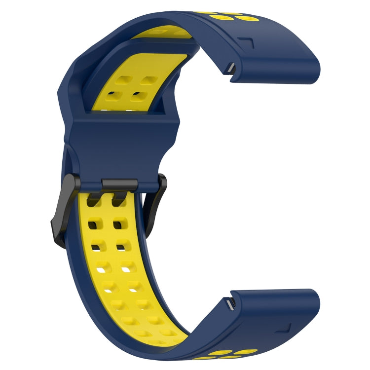 For Garmin D2 Delta PX 26mm Two-Color Reverse Buckle Silicone Watch Band(Blue+Yellow) - Watch Bands by PMC Jewellery | Online Shopping South Africa | PMC Jewellery