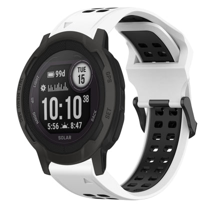 For Garmin Instinct 2S 20mm Two-Color Reverse Buckle Silicone Watch Band(White+Black) - Watch Bands by PMC Jewellery | Online Shopping South Africa | PMC Jewellery