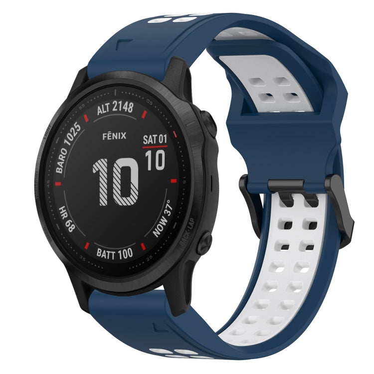 For Garmin Fenix 6S Pro 20mm Two-Color Reverse Buckle Silicone Watch Band(Blue+White) - Watch Bands by PMC Jewellery | Online Shopping South Africa | PMC Jewellery