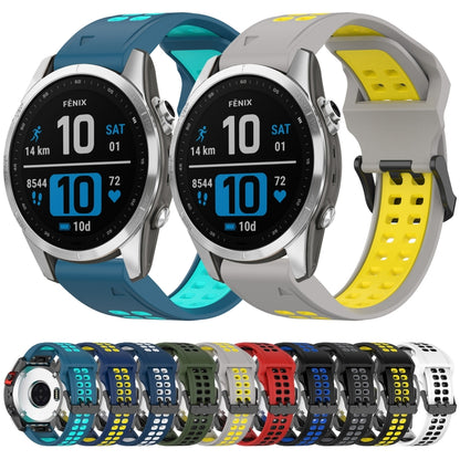 For Garmin Fenix 5S Plus 20mm Two-Color Reverse Buckle Silicone Watch Band(Black+Grey) - Watch Bands by PMC Jewellery | Online Shopping South Africa | PMC Jewellery