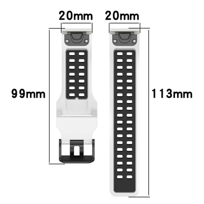 For Garmin Instinct 2S 20mm Two-Color Reverse Buckle Silicone Watch Band(White+Black) - Watch Bands by PMC Jewellery | Online Shopping South Africa | PMC Jewellery