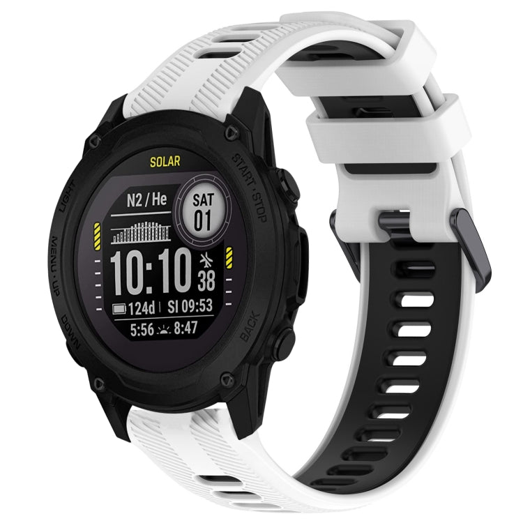 For Garmin Descent G1 Sports Two-Color Silicone Watch Band(White+Black) - Watch Bands by PMC Jewellery | Online Shopping South Africa | PMC Jewellery