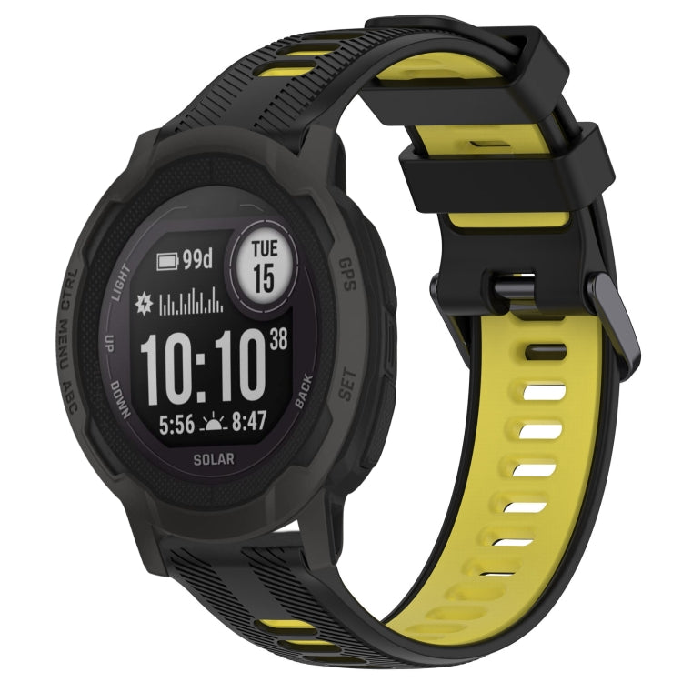 For Garmin Instinct 2 Solar Sports Two-Color Silicone Watch Band(Black+Yellow) - Watch Bands by PMC Jewellery | Online Shopping South Africa | PMC Jewellery