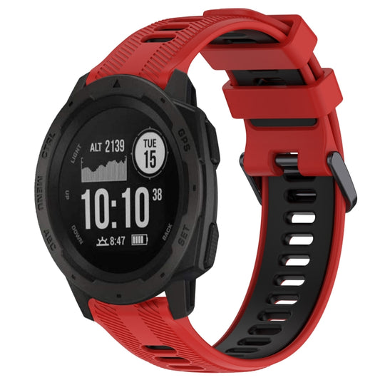 For Garmin Instinct Sports Two-Color Silicone Watch Band(Red+Black) - Watch Bands by PMC Jewellery | Online Shopping South Africa | PMC Jewellery