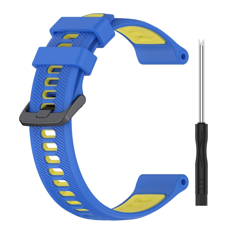 For Garmin Approach S60 Sports Two-Color Silicone Watch Band(Blue+Yellow) - Watch Bands by PMC Jewellery | Online Shopping South Africa | PMC Jewellery