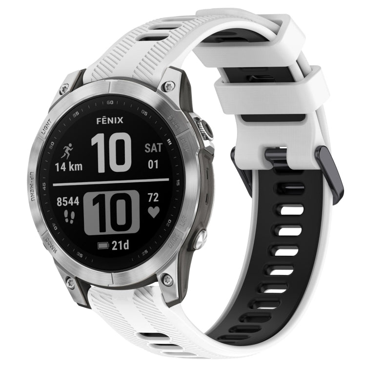 For Garmin Fenix 7 Sports Two-Color Silicone Watch Band(White+Black) - Watch Bands by PMC Jewellery | Online Shopping South Africa | PMC Jewellery