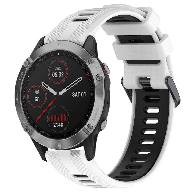 For Garmin Fenix 6 Sports Two-Color Silicone Watch Band(White+Black) - Watch Bands by PMC Jewellery | Online Shopping South Africa | PMC Jewellery