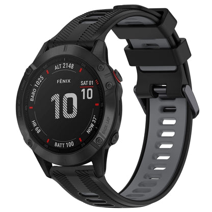 For Garmin Fenix 6 Pro Sports Two-Color Silicone Watch Band(Black+Grey) - Watch Bands by PMC Jewellery | Online Shopping South Africa | PMC Jewellery