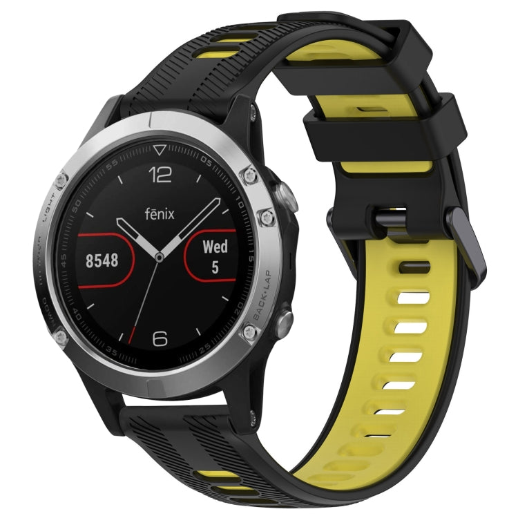 For Garmin Fenix 5 Sports Two-Color Silicone Watch Band(Black+Yellow) - Watch Bands by PMC Jewellery | Online Shopping South Africa | PMC Jewellery