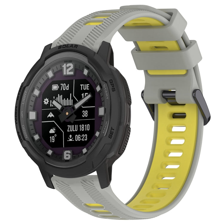 For Garmin Instinct Crossover Sports Two-Color Silicone Watch Band(Grey+Yellow) - Watch Bands by PMC Jewellery | Online Shopping South Africa | PMC Jewellery