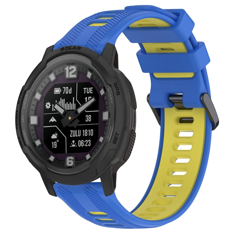 For Garmin Instinct Crossover Sports Two-Color Silicone Watch Band(Blue+Yellow) - Watch Bands by PMC Jewellery | Online Shopping South Africa | PMC Jewellery