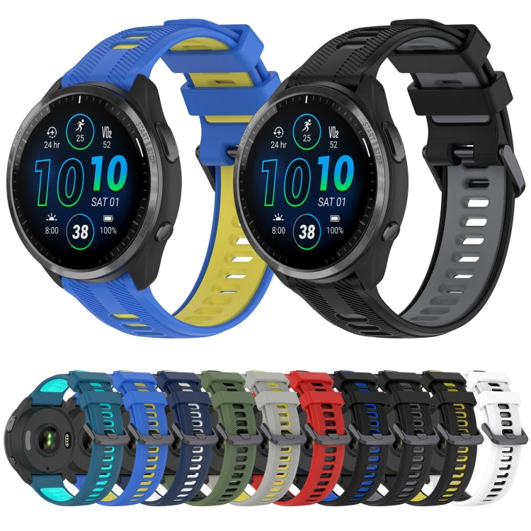 For Garmin Approach S60 Sports Two-Color Silicone Watch Band(Blue+Yellow) - Watch Bands by PMC Jewellery | Online Shopping South Africa | PMC Jewellery