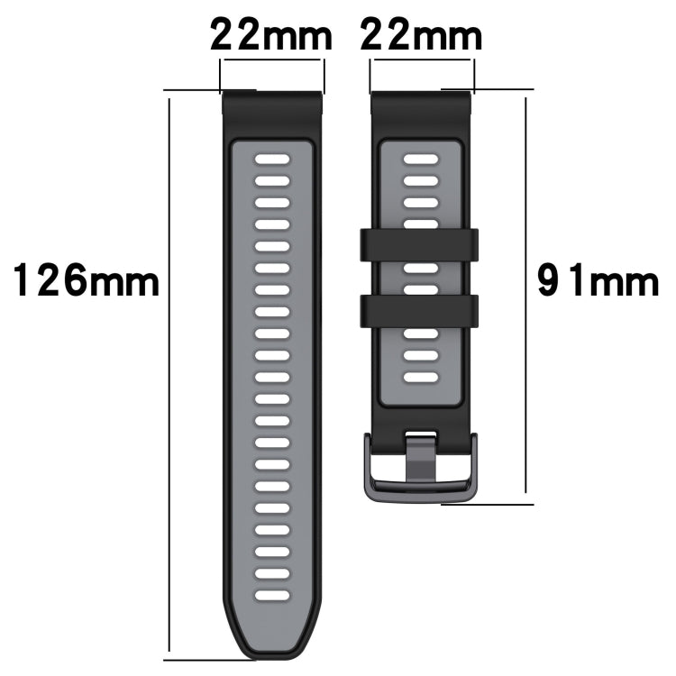 For Garmin Fenix 6 Solar Sports Two-Color Silicone Watch Band(Blue+Yellow) - Watch Bands by PMC Jewellery | Online Shopping South Africa | PMC Jewellery