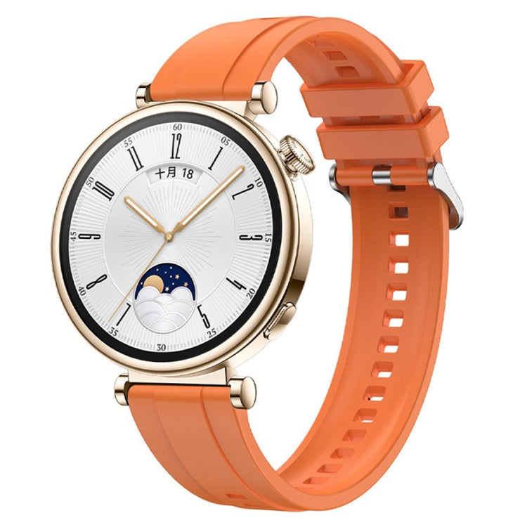 For Huawei Watch GT4 41mm Tire Pattern Silver Buckle Silicone Watch Band(Orange) - Watch Bands by PMC Jewellery | Online Shopping South Africa | PMC Jewellery