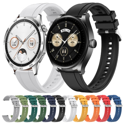 For Huawei Watch GT4 41mm Tire Pattern Silver Buckle Silicone Watch Band(Orange) - Watch Bands by PMC Jewellery | Online Shopping South Africa | PMC Jewellery