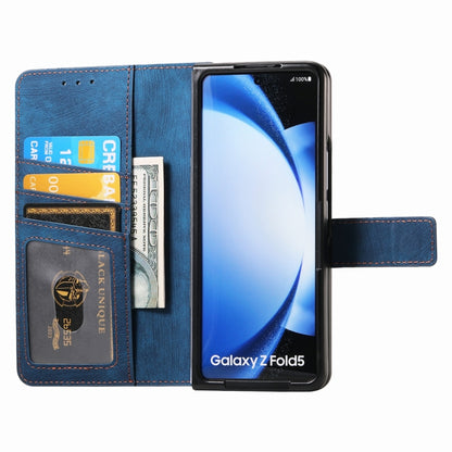 For Samsung Galaxy Z Fold5 5G Retro MagSafe Magnetic Zipper Wallet Leather Phone Case(Blue) - Galaxy Z Fold5 Cases by PMC Jewellery | Online Shopping South Africa | PMC Jewellery