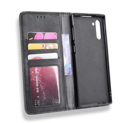 Magnetic Buckle Retro Crazy Horse Texture Horizontal Flip Leather Case for Galaxy Note 10 , with Holder & Card Slots & Photo Frame(Black) - Galaxy Phone Cases by PMC Jewellery | Online Shopping South Africa | PMC Jewellery