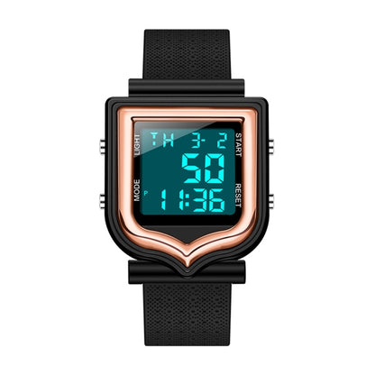 SANDA 388 Fashionable Square Outdoor Sports Leisure Watch Men's And Women's Multi-Functional Waterproof Luminous Electronic Watch(Rose Gold) - Silicone Strap Watches by SANDA | Online Shopping South Africa | PMC Jewellery | Buy Now Pay Later Mobicred