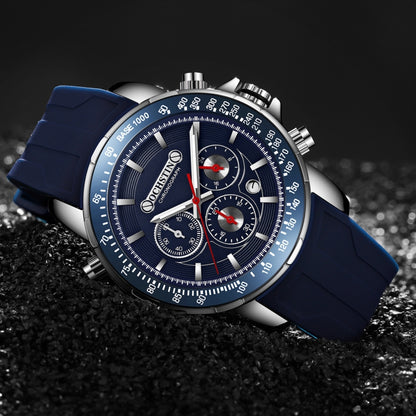 OCHSTIN 6125A Multi Function Chronograph Men  Sports Silicone Quartz Waterproof Men  Watch(Blue) - Sport Watches by OCHSTIN | Online Shopping South Africa | PMC Jewellery | Buy Now Pay Later Mobicred