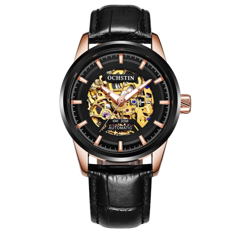 Ochstin 2002C Men  Automatic Hollow Leather Mechanical Watch Business Waterproof Night Light Men Watch Mechanical Watch(Black) - Leather Strap Watches by OCHSTIN | Online Shopping South Africa | PMC Jewellery | Buy Now Pay Later Mobicred