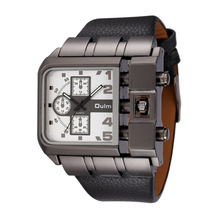 Oulm 3364 Men Square Dial Leather Belt Quartz Watch(White) - Leather Strap Watches by Oulm | Online Shopping South Africa | PMC Jewellery | Buy Now Pay Later Mobicred