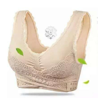 Front Cross Side Buckle Wireless Lace Bra Breathable Sport For Women, Size:M(Skin Color) - Ladies Underwear by PMC Jewellery | Online Shopping South Africa | PMC Jewellery