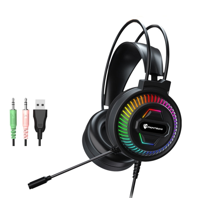 PANTSAN PSH-400 USB Computer Head-Mounted Luminous RGB Wired Headset, Specification:3.5mm Black - free shipping - PMC TechLife - Order now!