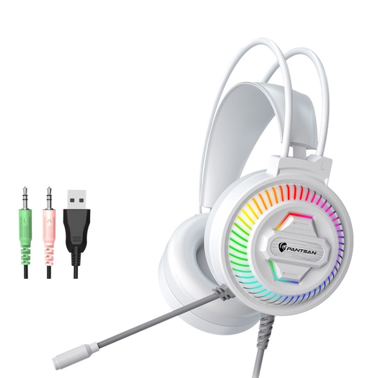 PANTSAN PSH-400 USB Computer Head-Mounted Luminous RGB Wired Headset, Specification:3.5mm White - Multimedia Headset by PANTSAN | Online Shopping South Africa | PMC TechLife | Buy Now Pay Later Mobicred