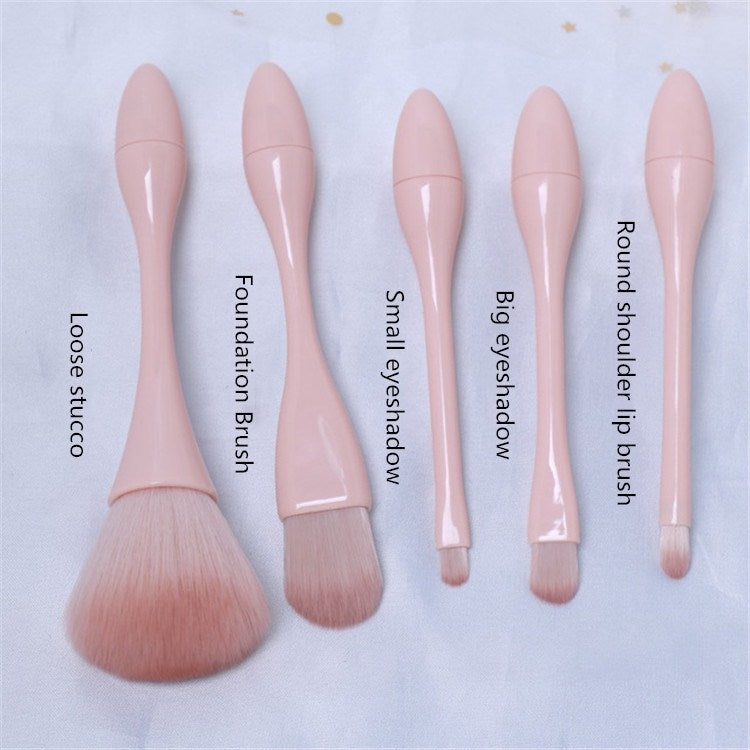 Mini Makeup Brush Set Portable Tool Beauty Makeup Brush Small Waist Brush, Style:Mini Skin Tone 5 Sticks + Stand - Makeup Brushes by PMC Jewellery | Online Shopping South Africa | PMC Jewellery