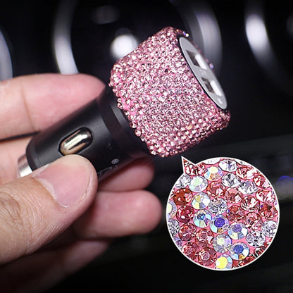 Diamond Car Dual USB Charge Mobile Phone Safety Hammer Charger(pink) - Car Charger by PMC Jewellery | Online Shopping South Africa | PMC Jewellery