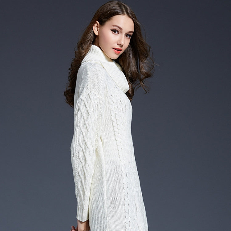 Autumn And Winter Knitwear Dresses Long Turtleneck Sweater For Women, Size: L(White) - Sweater by PMC Jewellery | Online Shopping South Africa | PMC Jewellery