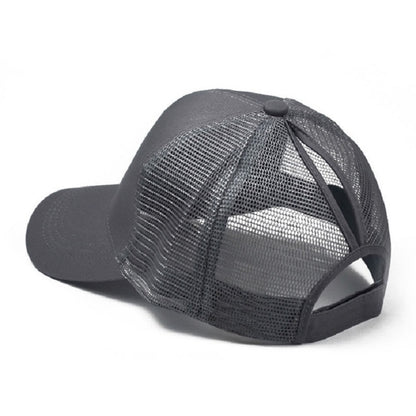 Summer Cotton Mesh Opening Ponytail Hat Sunscreen Baseball Cap, Specification:No Mark(Grey) - Peaked Cap by PMC Jewellery | Online Shopping South Africa | PMC Jewellery