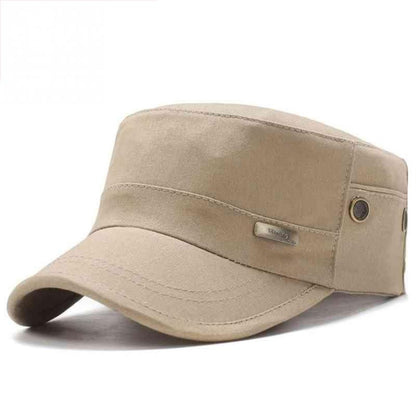 Men Washed Distress Bamboo Cotton Cloth Cap Large Mesh Flat Cap(Beige) - Peaked Cap by PMC Jewellery | Online Shopping South Africa | PMC Jewellery