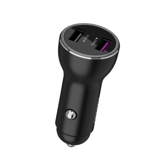 QIAKEY QK505 Dual Ports Fast Charge Car Charger(Black) - Car Charger by QIAKEY | Online Shopping South Africa | PMC Jewellery