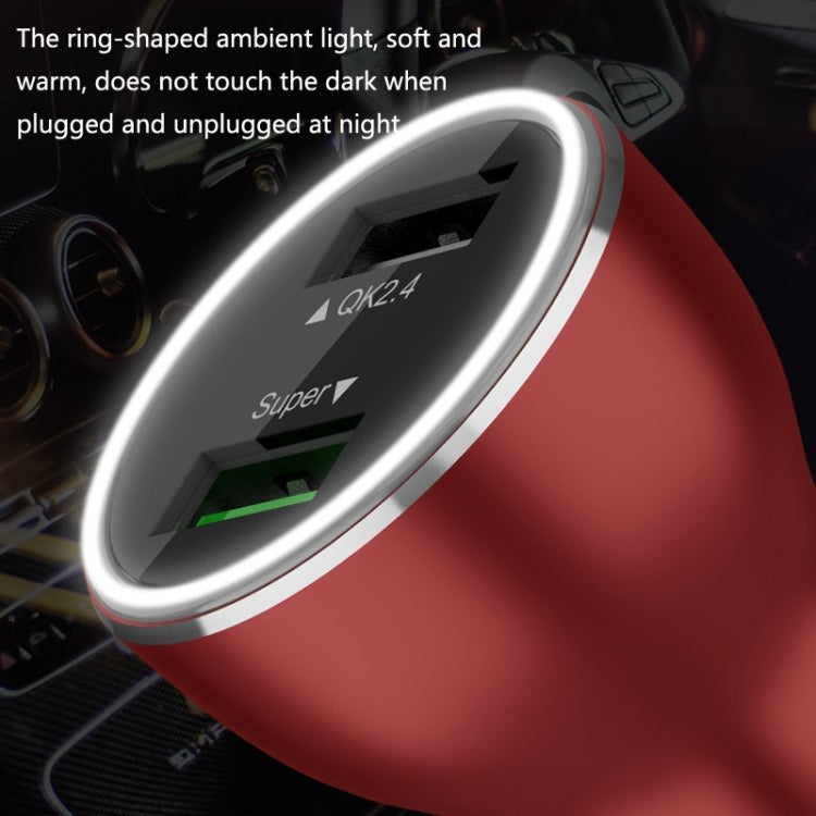 QIAKEY QK789 Dual Ports Fast Charge Car Charger(Red) - Car Charger by QIAKEY | Online Shopping South Africa | PMC Jewellery