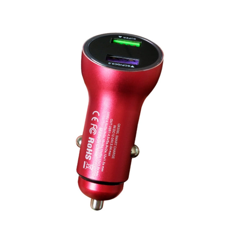 QIAKEY QK506L Dual Ports Fast Charge Car Charger(Red) - free shipping - PMC TechLife - Order now!