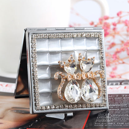 Hand-studded Mini Folding Cosmetic Mirror Portable Mirror Double Sided Mirror - Mirror by PMC Jewellery | Online Shopping South Africa | PMC Jewellery